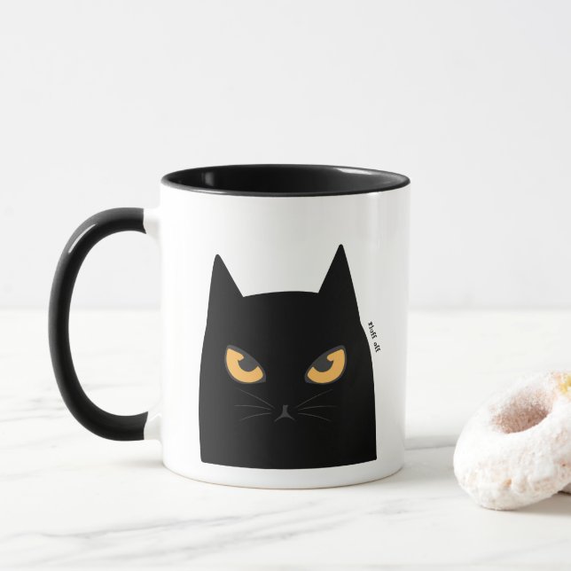 Fluff Off Me Before Coffee Angry Bored Cat Mug (With Donut)