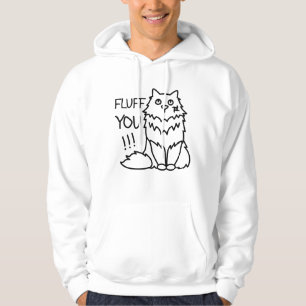 Fluff you - Funny Minimal Cute Black & White Cat Hoodie