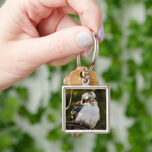 Fluffed up laughing kookaburra key ring (Hand)