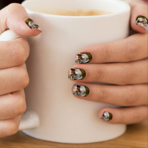 Fluffed up laughing kookaburra minx nail art