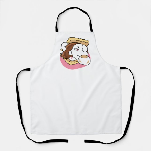 Fluffier Than a S’more – Cute Dog and Dessert Pun  Apron (Front)