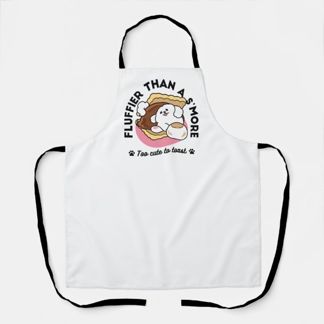 Fluffier Than a S’more – Cute Dog and Dessert Pun  Apron (Front)