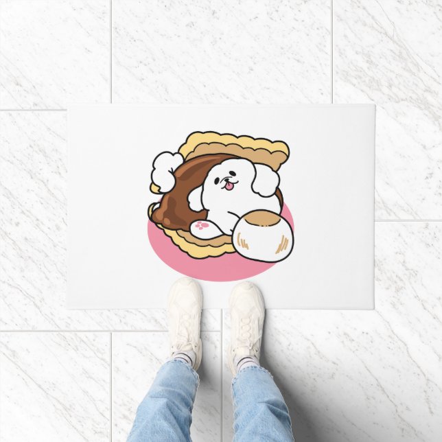 Fluffier Than a S’more – Cute Dog and Dessert Pun  Doormat (Indoor)