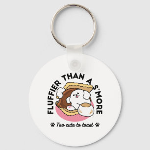 Fluffier Than a S’more – Cute Dog and Dessert Pun  Key Ring