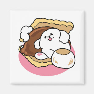 Fluffier Than a S’more – Cute Dog and Dessert Pun  Magnet