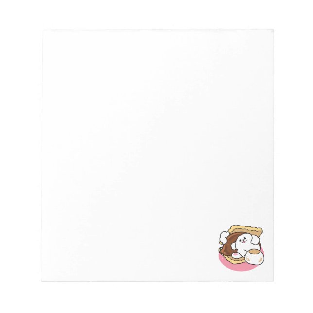 Fluffier Than a S’more – Cute Dog and Dessert Pun  Notepad (Front)