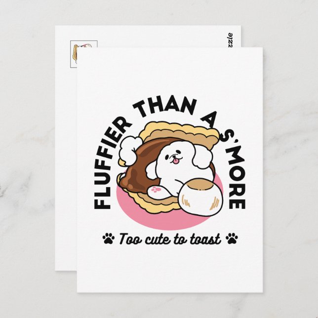 Fluffier Than a S’more – Cute Dog and Dessert Pun  Postcard (Front/Back)