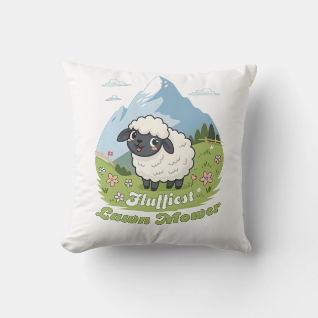 Fluffiest Lawn Mower – Adorable Blacknose Sheep Cushion (Front)