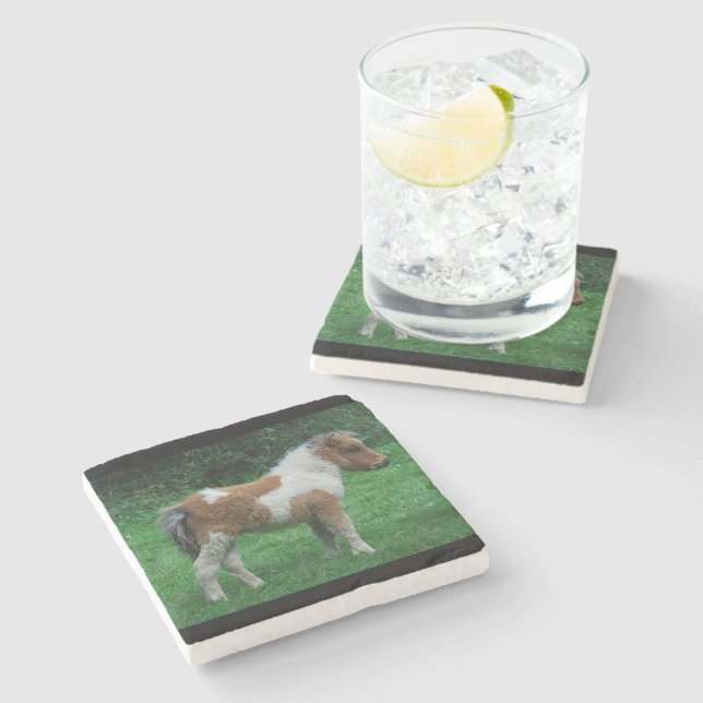 Fluffy Adorable Dartmoor Pony Stone Coaster (Side)
