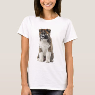 Fluffy Akita Puppy Portrait Artistic Women T-Shirt