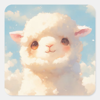 Fluffy Alpaca Dreams Square Sticker