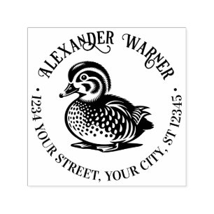 Fluffy Baby Duck Duck Library Name Return Address Self-inking Stamp
