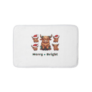 Fluffy Baby Highland Cow Drink Coffee Oversized T- Bath Mat