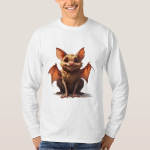 Fluffy Bat Character With Big Eyes And Wings 🎃 T-Shirt