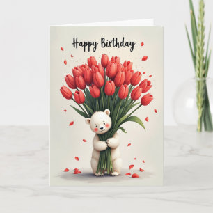 Fluffy Bear Birthday Card