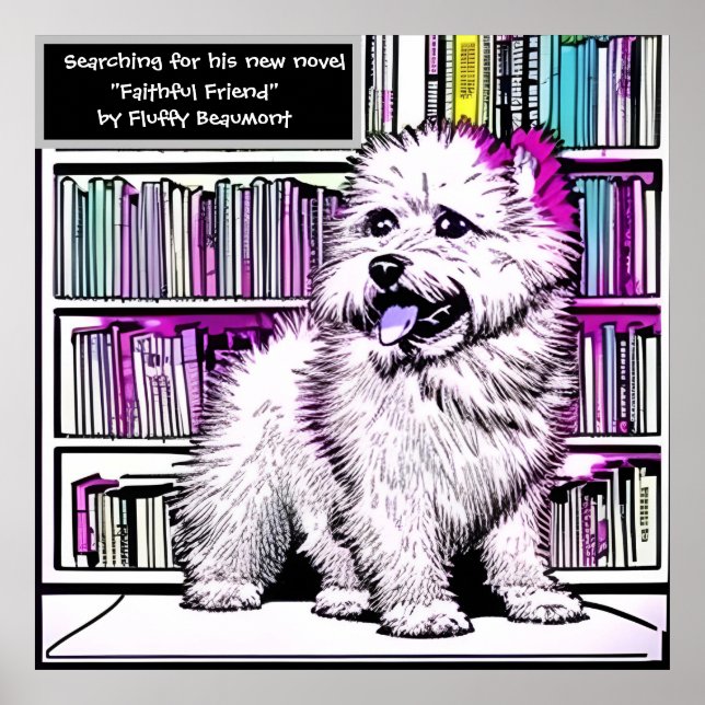 Fluffy Beaumont Dog Library Editable Poster (Front)