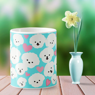 Fluffy Bichon and Hearts Mug