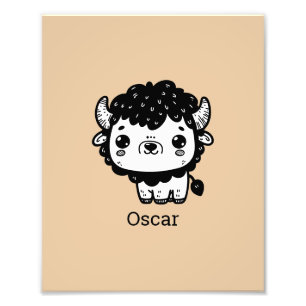 Fluffy Bison Baby - Kawaii Farm Animal Art Photo Print