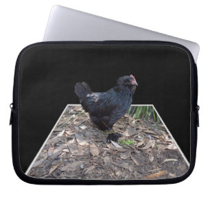 Fluffy Black Rooster, Laptop Sleeve
