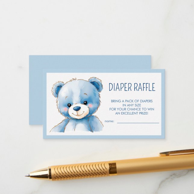 Fluffy blue bear enclosure card (Front/Back In Situ)