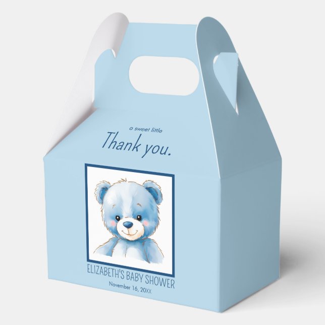 Fluffy blue bear Favour Box (Front)