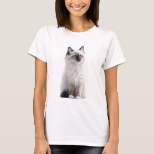Fluffy Blue Eyed Ragdoll Cat Portrait Women T-Shirt