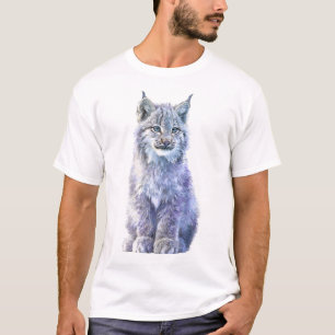 Fluffy Blue Tundra Lynx Wildcat Illustration Men T-Shirt