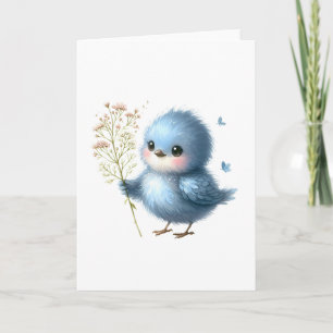 Fluffy Bluebird Wildflowers All-Occasion Greeting Card