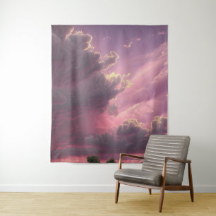 Fluffy Bright Clouds Tapestry