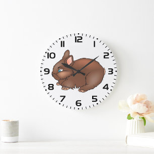 Fluffy Brown Bunny Rabbit Adorable Animal Large Clock