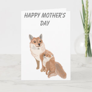 Fluffy Brown Fox and Cute Cub Mother's Day Holiday Card