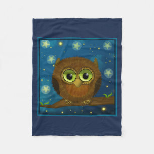 Fluffy Brown Owl Fleece Blanket