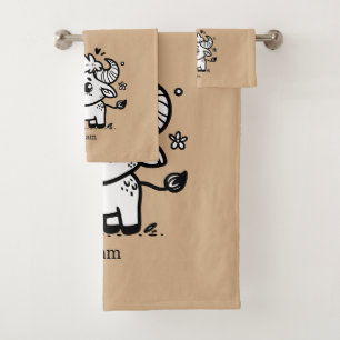 Fluffy Buffalo Baby - Kawaii Farm Animal Bath Towel Set