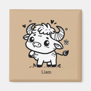 Fluffy Buffalo Baby - Kawaii Farm Animal Magnet