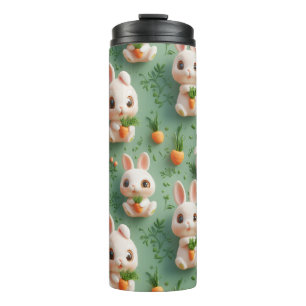 Fluffy Bunnies and Carrots 3D Seamless Pattern Thermal Tumbler