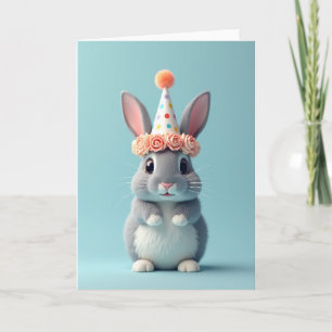 Fluffy Bunny Birthday Card