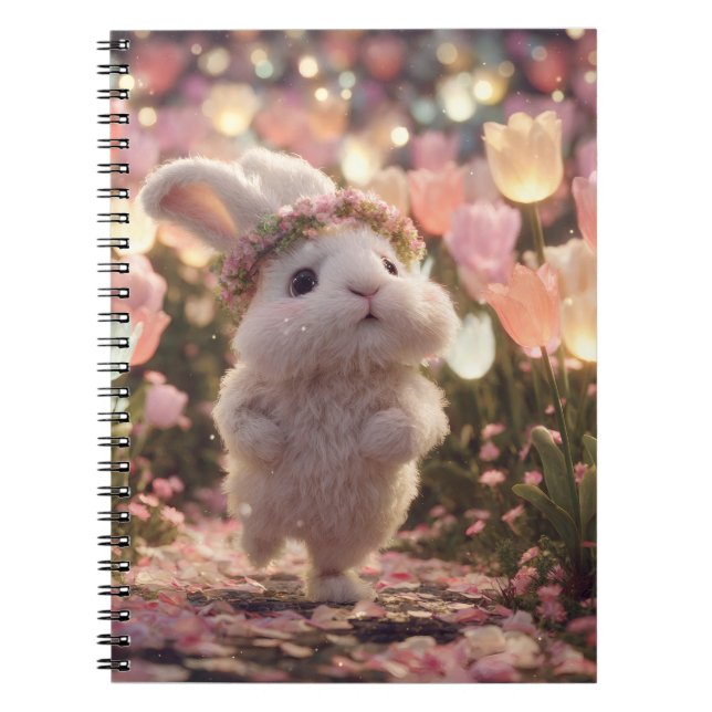Fluffy Bunny Fairy Garden Notebook (Front)