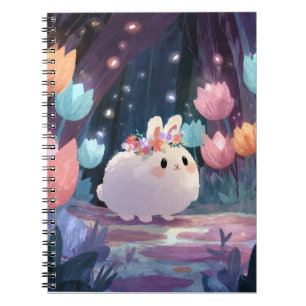 Fluffy Bunny Flower Crown Fantasy Notebook