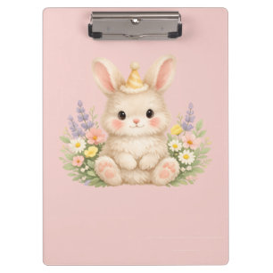Fluffy Bunny Wildflower Design for Charming Garden Clipboard