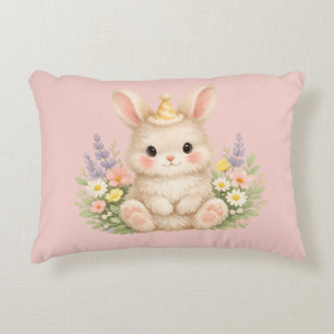 Fluffy Bunny Wildflower Design for Charming Garden Decorative Cushion