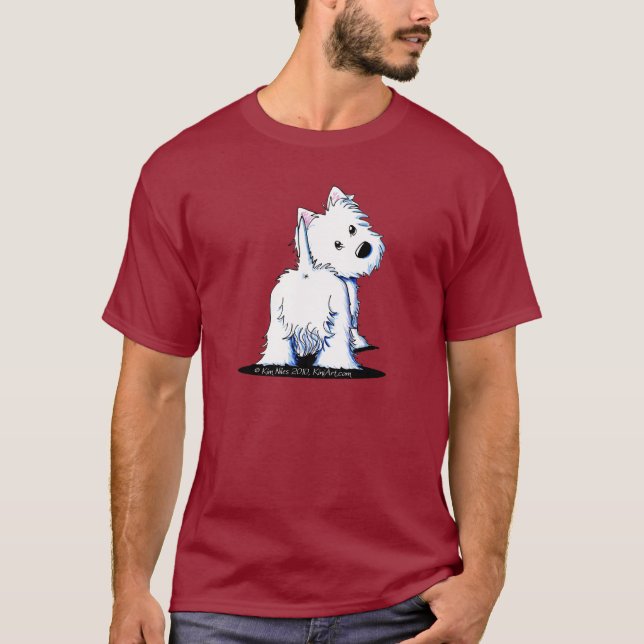 Fluffy Butt Westie Dark T-Shirt (Front)