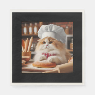Fluffy cat baking bread napkin