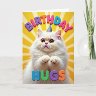 Fluffy Cat Birthday Hat Card