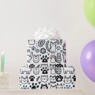 Fluffy Cat Doodle is a great design for any kitty  Wrapping Paper