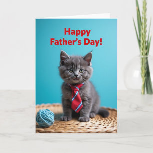 Fluffy Cat Fathers Day Portrait Card