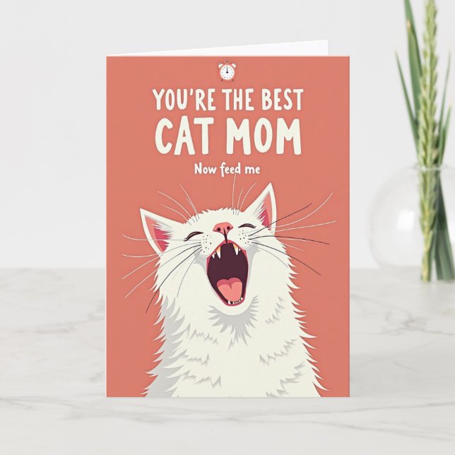 Fluffy Cat Mum Yell Card (Front)