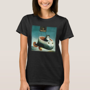 Fluffy Cat Riding An Aeroplane Science Fiction Unc T-Shirt