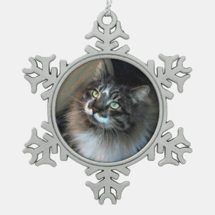 Fluffy Cat with Moustache Ornament