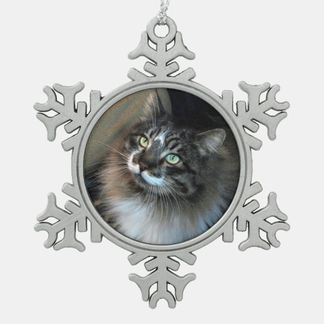 Fluffy Cat with Moustache Ornament (Front)