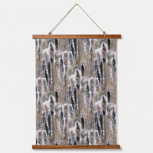 Fluffy Cattails Nature Pattern Hanging Tapestry